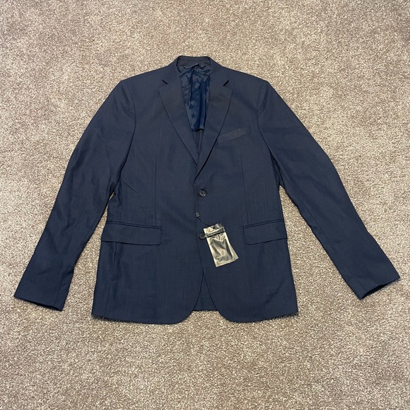 J Lindeburg Loro Piana Hopper Soft Zeland Twist Blazer Men 50XL Navy Wool NWT - Picture 1 of 10